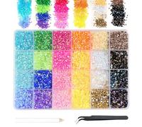 AOWVUTS 24000 Pierres Strass Ongle Nail Art, 3mm Strass Cristal Bijoux Ongle Nail Art, Diamants en Cristal à Dos Plat Strass Ongles avec Pincette et Stylo Pointeur Strass pour d’Ongles Visage