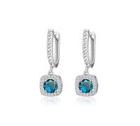 AOWVUTS Boucles d'Oreilles Créoles pour Femme Hypoallergéniques Boucles d'Oreilles Pendantes en Argent Sterling 925 avec Zircone Boucles d'Oreilles Huggie en Diamant Bijoux Cadeau pour Mariage (Ble)