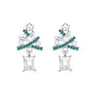AOWVUTS Boucles d'oreilles Noël Boucles D'oreilles Arbre De Noël Cristal Brillant Boucles d'oreilles Pendantes Cristal Brillant Élégantes Bijoux de Noël Hypoallergénique pour Femmes Filles (B)
