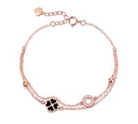 AOWVUTS Bracelet Trèfle Femme Argent 925 avec Double Chaîne Bracelet Porte-Bonheur avec Zircone Cubique Réglable Chanceux Bracelets Trèfles à 4 Bijoux pour Fête des Mères Saint Valentin Cadeau (Noir)