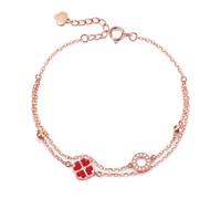 AOWVUTS Bracelet Trèfle Femme Argent 925 avec Double Chaîne Bracelet Porte-Bonheur avec Zircone Cubique Réglable Chanceux Bracelets Trèfles à 4 Bijoux pour Fête des Mères Saint Valentin Cadeau (R)