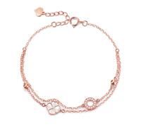 AOWVUTS Bracelet Trèfle Femme Argent 925 avec Double Chaîne Bracelet Porte-Bonheur avec Zircone Cubique Réglable Chanceux Bracelets Trèfles à 4 Bijoux pour Fête des Mères Saint Valentin Cadeau (O)