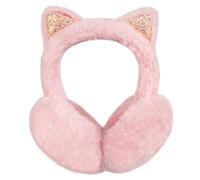 AOWVUTS Cache-oreilles pour Filles et Femme Cache Oreilles en Peluche Pliable Couvre-Oreilles Paillettes Chat Jolis Protège-oreilles Chauds Doux pour Hiver de Temps Froid (Rose clair)