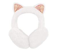 AOWVUTS Cache-oreilles pour Filles et Femme Cache Oreilles en Peluche Pliable Couvre-Oreilles Paillettes Chat Jolis Protège-oreilles Chauds Doux pour Hiver de Temps Froid (Blanc)