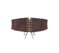 AOWVUTS Ceinture Corset en Cuir pour Femme - À Lacets, Élastique, Rétro, Large Bande - Style Vintage, Bustier pour Steampunk, Pirate, Waspie, Médiévale