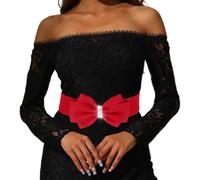 AOWVUTS Ceinture Élastique Large pour Femme Ceintures de Taille Élastiques Vintage Ceinture Large à Nœuds Papillon Ceinture Extensible pour Robes Décoratives (A)