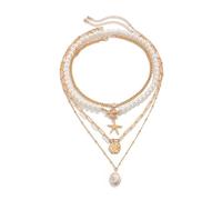 AOWVUTS Collier Boho Femme Avec Coquillages, Perles de Mer, Conques - Multirang Avec Pendentif Étoile de Mer - Cadeaux Pour Femmes et Filles (3)