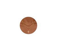 AOWVUTS Colliers Femmes en Or Chaine Pendentif Plaqué Or 14K Ensemble de Colliers Ras Chaîne Colliers à Pendentif en Croix/Circulaire Chaîne Longue Élégante Bijoux Tendance Empilés pour Femme (Croix)
