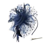 AOWVUTS Fascinator Chapeau Plume Mariage Dames Day Bandeau et Clip Fascinator Chapeau Fleur Maille Plume Dentelle avec Barrett Chapeaus Fascinateur Voile Cocktail Tea Party Chapeaus pour Femme (C, Un)