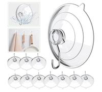 AOWVUTS Lot De 10 Ventouses Avec Crochets, Transparent Petites Ventouses Plastiques Ronde, Serviette Ventouse, Patères Murales Pour Fenêtre, Verre, Salle De Bain Et Cuisine - Sans Perçage (6 cm)