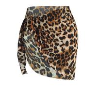 AOWVUTS Pareo Femme Léopard Sarong Paréo Plage Jupes Wrap de Plage Cache Maillot Couverture de Bikini Cover Up Swimwear de Plage Court Beachwear Été pour Maillot de Bain
