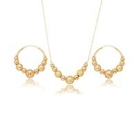 AOWVUTS Parure de Bijoux Femme Plaqué Or 18K Collier Boucles d'Oreilles en Perles Creux Rond Perles Boucles d'Oreilles Créoles Réglable Collier Set Ensemble Bijoux pour Fêtes Bal de Promo Mariage