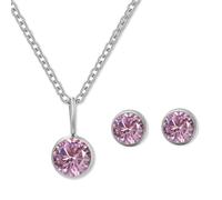 AOWVUTS Parure de Bijoux Pour Femme, Collier de Naissance Pierre Precieuse Solitaire Ensemble de Bijoux, Cristal Zircone Pendentif Ensemble Collier et Boucles D'oreilles (Octobre)
