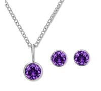 AOWVUTS Parure de Bijoux Pour Femme, Collier de Naissance Pierre Precieuse Solitaire Ensemble de Bijoux, Cristal Zircone Pendentif Ensemble Collier et Boucles D'oreilles (Juin)