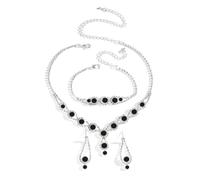 AOWVUTS Parure Mariage Bijoux pour Femme Argent Strass Pendentif Collier Boucles D'oreilles Bracelet Ensembles Cristal Cubique Zircone Glamour Bijoux Parure Cadeau (Noir)
