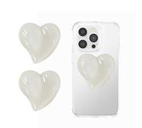 AOWVUTS Poignée Grip Extensibles de Coeur Support de Téléphone Pliable Base Téléphone Portable à Paillettes Poignée en Verre Compatible avec Smartphone Tablette (Blanc)