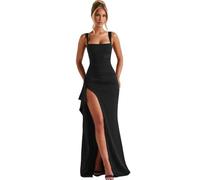 AOWVUTS Robe de Soirée Longue Femme Sexy Maxi Robe sans Manches Moulante Chic et Elégant Robes à Col Carré Robes de Fête Bodycon à Fendue pour Cocktail Party Nuit Cérémonie Mariage Invité