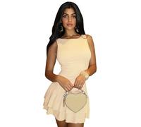AOWVUTS Robe D'été Femme Décontractée Sans Manches Mini Sexy Moulante Courte Élégant A-Ligne Casual Lâche Swing de Soirée Cocktail Party Discothèque