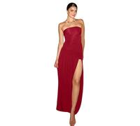 AOWVUTS Robe Longue sans Manches pour Femme Epaules Dénudées Fendue Sexy Maxi Froncée Bandeau Moulante de Cocktail Elégante Soirée Casual Mariage Fête