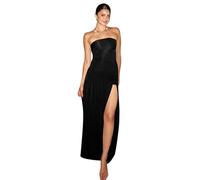 AOWVUTS Robe Longue sans Manches pour Femme Robe Epaules Dénudées Fendue Sexy Robes Maxi Froncée Bandeau Robe Moulante Robe de Cocktail Elégante Soirée Casual Robes de Mariage Fête