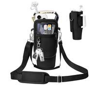 AOWVUTS Sac pour Stanley Cup 40oz Porte-Bouteille d'eau Thermo Stanley avec Bandoulière Réglable Sangle et Pochette de Téléphone Accessoire Stanley Tasse pour Randonnée Voyages Camping (Noir)