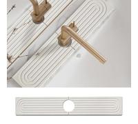 AOWVUTS Tapis de Robinet pour Evier de Cuisine Contour de Robinet Absorbant Tapis Plateau en Pierre Diatomite Protection Contre Les Éclaboussures Tapis d'Évier pour Comptoir de Salle de Bain (Blanc)