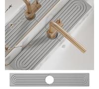AOWVUTS Tapis de Robinet pour Evier de Cuisine Contour de Robinet Absorbant Tapis Plateau en Pierre Diatomite Protection Contre Les Éclaboussures Tapis d'Évier pour Comptoir de Salle de Bain (LGris)
