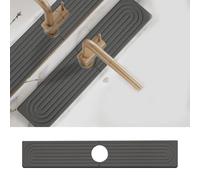 AOWVUTS Tapis de Robinet pour Evier de Cuisine Contour de Robinet Absorbant Tapis Plateau en Pierre Diatomite Protection Contre Les Éclaboussures Tapis d'Évier pour Comptoir de Salle de Bain (DGris)