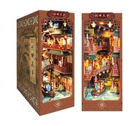 AOXCHEN DIY Book Nook Kit, Serre-Livres en Bois 3D, Décor D'insertion de Bibliothèque avec Lumières À Induction LED, Culture Chinoise Ornements