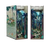 AOXCHEN Personnalisé Book Nook Kit, Serre-Livres Puzzle en Bois 3D avec Capteur de Lumière, Modèle Manuel de Dinosaure, Cadeau DIY pour Les Adolescents