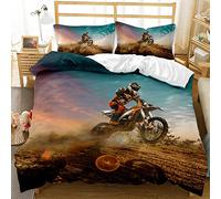 Aoxhfnv Ensemble de housse de couette 3D Moto Motocross avec taie d'oreiller pour adolescents, sport extrême (220×240cm, rouge)