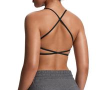 Aoxjox Soutien-Gorge de Sport pour Femme, Dos Nu, rembourré, Lierre à Faible Impact, débardeur de Yoga Court, Noir, S