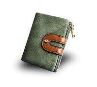 AOXONEL Petit Porte-Monnaie en Cuir RFID à Deux Volets pour Femme avec Fermeture éclair, Porte-Monnaie, Poche pour Carte d'identité, Fin, Compact, Vert, Small, Moderne