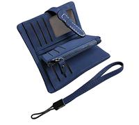 AOXONEL Petit Portefeuille en Cuir à Deux Volets pour Femme avec Blocage RFID avec Porte-Cartes et fenêtre pour Carte d'identité Violet 3, Violet3, Small, Vintage (Navy Blue)