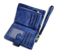 AOXONEL Petit Portefeuille en Cuir à Deux Volets pour Femme avec Blocage RFID avec Porte-Cartes et fenêtre pour Carte d'identité Violet 3, Violet3, Small, Vintage (Blue)
