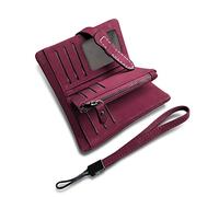 AOXONEL Petit Portefeuille en Cuir à Deux Volets pour Femme avec Blocage RFID avec Porte-Cartes et fenêtre pour Carte d'identité Violet 3, Violet3, Small, Vintage (Purple3)
