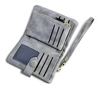 AOXONEL Petit Portefeuille en Cuir à Deux Volets pour Femme avec Blocage RFID avec Porte-Cartes et fenêtre pour Carte d'identité Violet 3, Violet3, Small, Vintage (Grey)