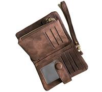AOXONEL Petit Portefeuille en Cuir à Deux Volets pour Femme avec Blocage RFID avec Porte-Cartes et fenêtre pour Carte d'identité Violet 3, Violet3, Small, Vintage (Brown)