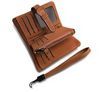 AOXONEL Petit Portefeuille en Cuir à Deux Volets pour Femme avec Blocage RFID avec Porte-Cartes et fenêtre pour Carte d'identité Violet 3, Violet3, Small, Vintage (Dark Brown)