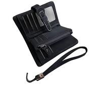 AOXONEL Petit Portefeuille en Cuir à Deux Volets pour Femme avec Blocage RFID avec Porte-Cartes et fenêtre pour Carte d'identité Violet 3, Violet3, Small, Vintage (Black3)