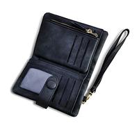 AOXONEL Petit Portefeuille en Cuir à Deux Volets pour Femme avec Blocage RFID avec Porte-Cartes et fenêtre pour Carte d'identité Violet 3, Violet3, Small, Vintage (Black)