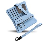 AOXONEL Petit Portefeuille en Cuir à Deux Volets pour Femme avec Blocage RFID avec Porte-Cartes et fenêtre pour Carte d'identité Violet 3, Violet3, Small, Vintage (Light Blue)