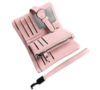 AOXONEL Petit Portefeuille en Cuir à Deux Volets pour Femme avec Blocage RFID avec Porte-Cartes et fenêtre pour Carte d'identité Violet 3, Violet3, Small, Vintage (Light Pink)