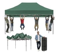 Aoxun Tonnelle pliante 3 x 4,5 m imperméable et stable avec 4 sacs de sable, pavillon de jardin, tonnelle de fête, pliable, anti-UV, avec sac à roulettes pour jardin, cour, mariages, vert
