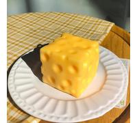 AOYEAH Easy Sqweezy Super Cheesy - Squeeze This Big, Fun, Squishy, Lente Hausse, Bloc géant Extra Doux de Fromage pour Le soulagement du Stress-Jaune Doux Rebond nouveauté Cadeau Mignon Party Favors