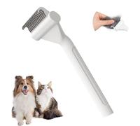 AOYEBO Brosse de toilettage autonettoyante - Dents double face en acier inoxydable et poignée ergonomique en polypropylène, outil de retrait de sous-poil de chat pour animaux de compagnie à poils