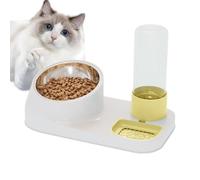 AOYEBO Ensemble distributeur de nourriture et d'eau pour chat - Double gamelle avec design inclinable à 16° et bols amovibles en acier inoxydable pour soins anti-menton et acné (pour chats)