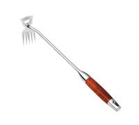 AOYEBO Outil de désherbage - Extracteur de mauvaises herbes à 5 dents en acier au manganèse avec poignée en bois, extracteur de pissenlit/chardon pour espaces de jardin étroits (surface antiadhésive