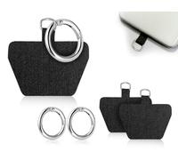 AOYEGIC 2 pièces patchs de chaîne de téléphone portable,languettes d'attache de téléphone portable,sans coussinets adhésifs pour sangle de téléphone portable avec anneau de fermeture à ressort(noir)