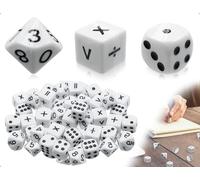 AOYEGIC 30 Dés Mathématiques, Comprenant 10 Dés à Pois, 10 Dés à 10 Faces et 10 Dés d'Opérations Mathématiques, Idéal pour Les Jeux de Société et Les Jeux de Réflexion